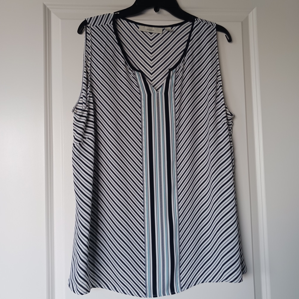 Striped Sleeveless Top - Black and White